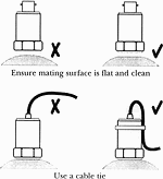 Figure 3. Common pitfalls to avoid: Ensure mating surface is flat and clean; use a cable tie